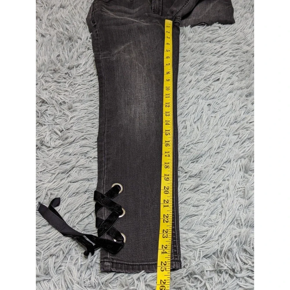 Kensie‎ Jeans Skinny Womens Size 4/27 4 Velvet Tie Off Cuffs Black 25 inseam
